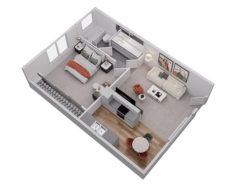 Floor plan for 1 bed, 1 bath, 565 sqft